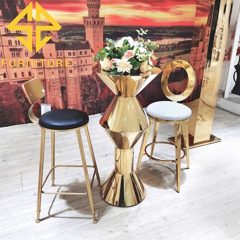 Modern Design Hotel Furniture Golden Stainless Steel High Bar Stool