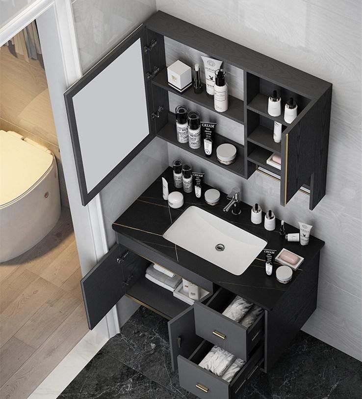 Bathroom Vanity Luxury with LED Light Storage Mirrored Cabinet, Artificial Stone Countertop