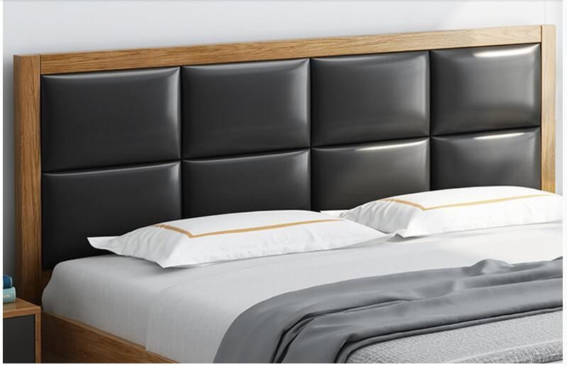 2019 Modern Fancy Bed Design Wooden King Size Bed with Headboard