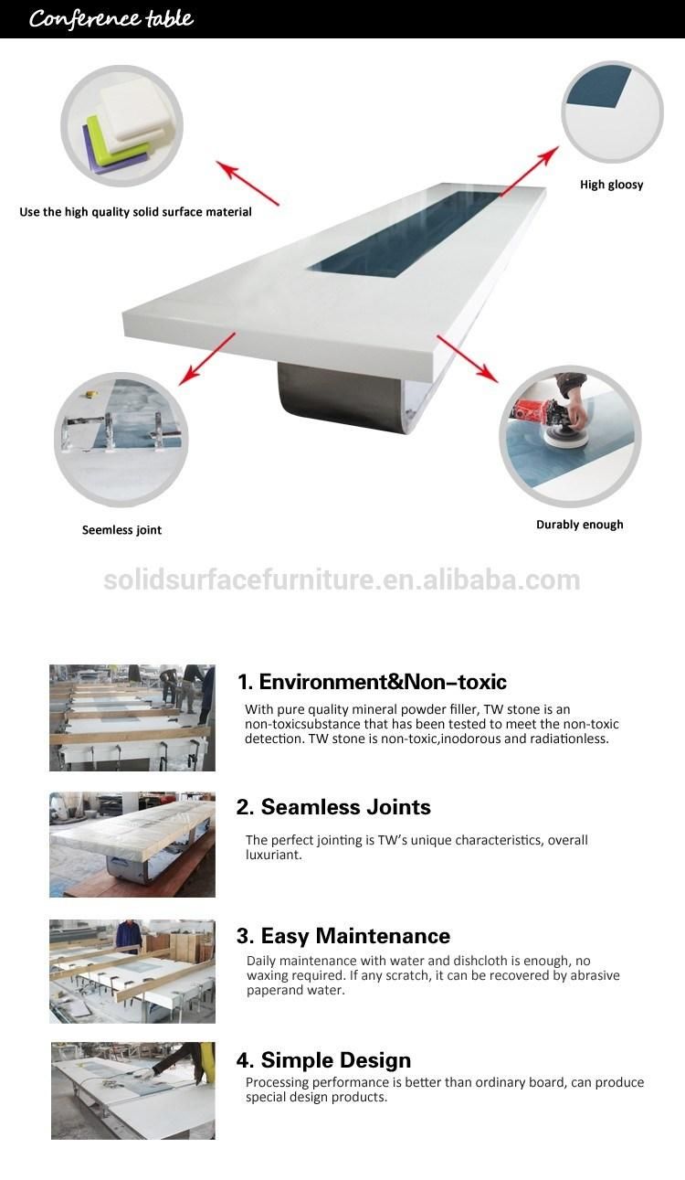 Hot Sale Boardroom Furniture 100% Solid Surface Conference Desk