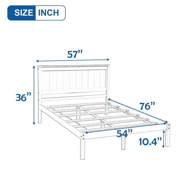 Wooden Bed Frame Headboard/Full Bed Frame/Center Support Foot/Mattress Base