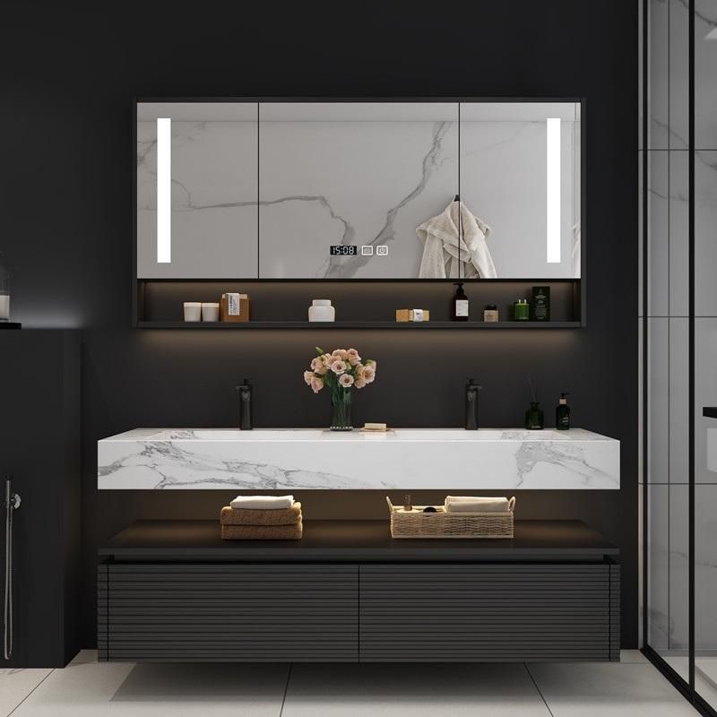 Nordic Bathroom Cabinet Modern Melamine Customized Marble Simple