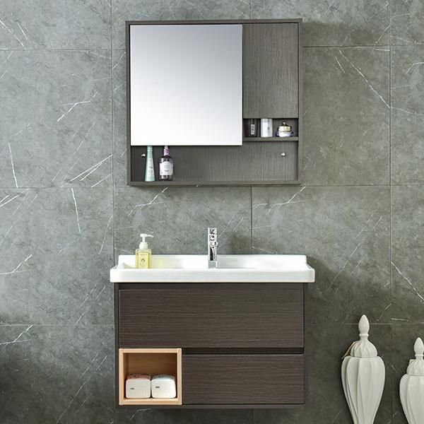 Coffee Modern Hotel Single Sink Sanitary Ware Wall Cabinet Bathroom Vanity