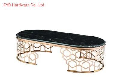 Morden Stainless Steel Coffee Table with Rose Gold Finish