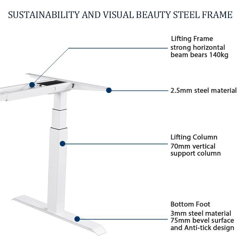 38-45 Decibel Frame Height Adjustable Sit Standing Desk with 3 Stage