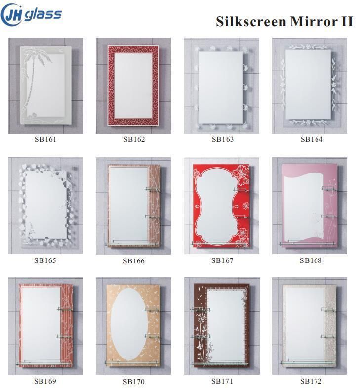 Frameless Ice Flower Silkscreen Beveled Bathroom Mirror