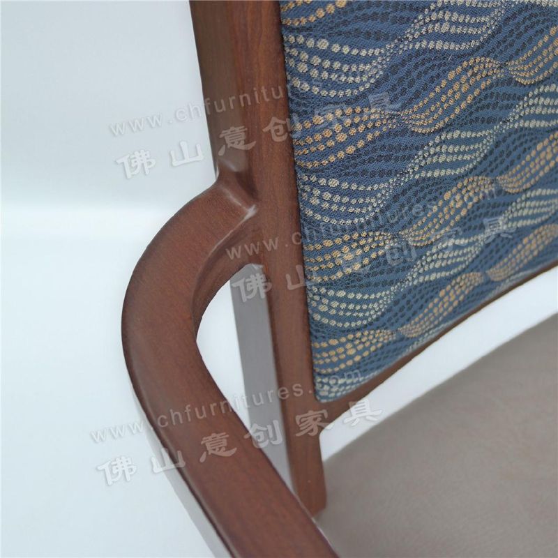 Customized Blue Fabric Backrest Home Hotel Garden Armrest Banquet Chair