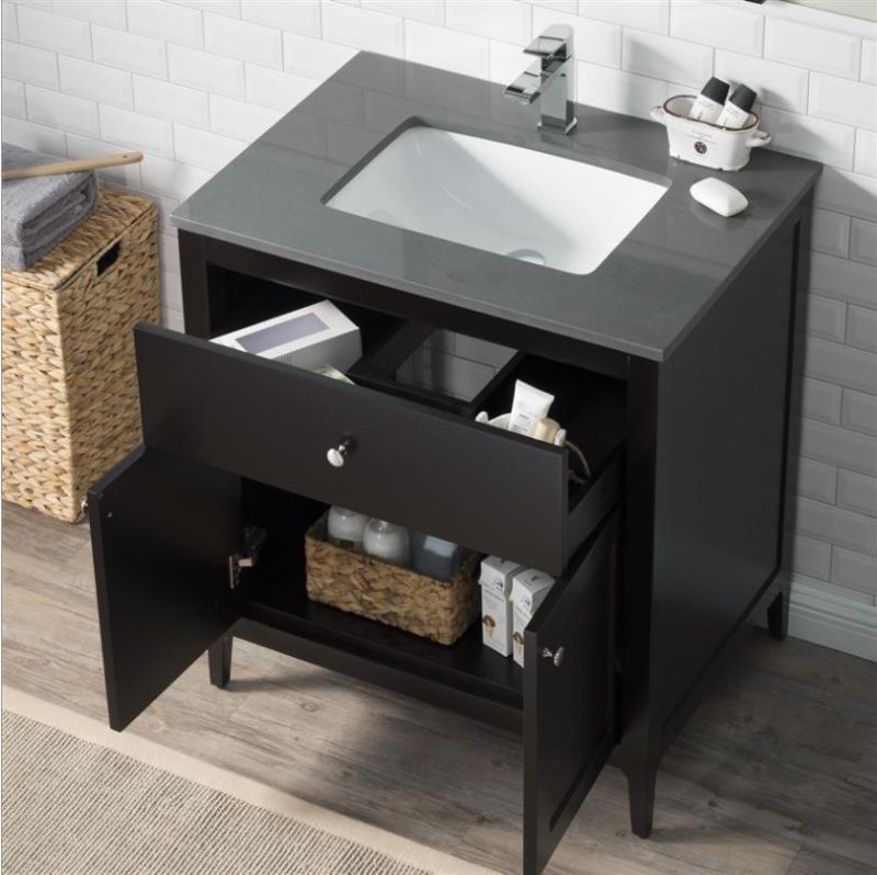 Solid Wood Bathroom Cabinet with Ceramics Countertop Modern