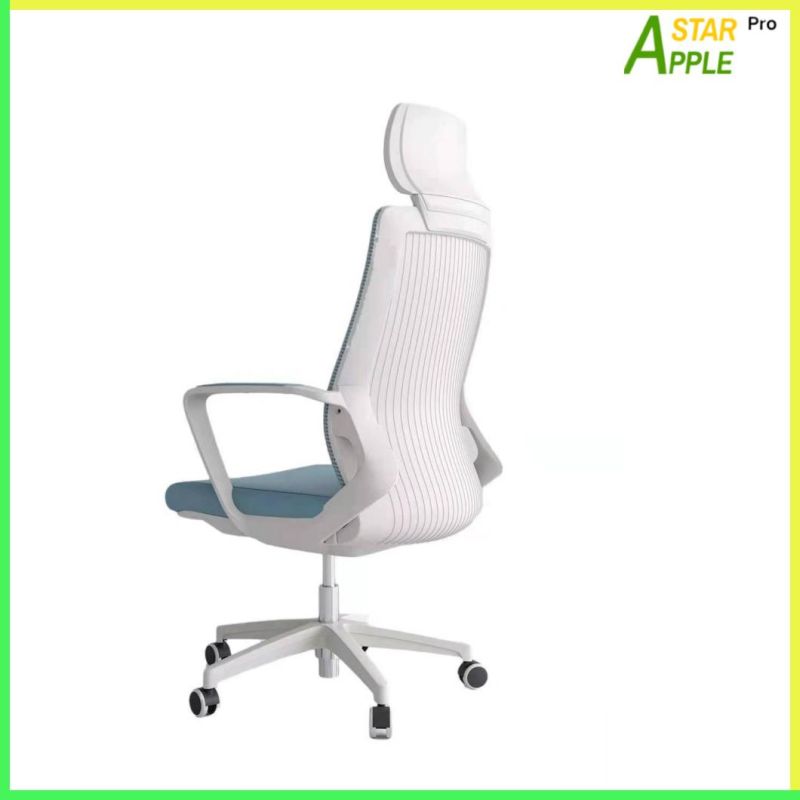 Elegant White Furniture Mesh Office Chair with Fabric on Armrest