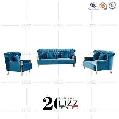 Modern European Popular Home Furniture Luxury Couch Living Room Leisure Velvet Fabric Sofa