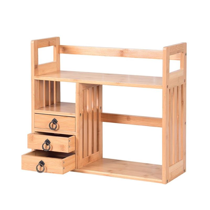 Desktop Bookshelf Children Simple Desk Storage Shelf Office Combination Shelf Student Dormitory Storage Bookcase Desk Organzier with Drawer