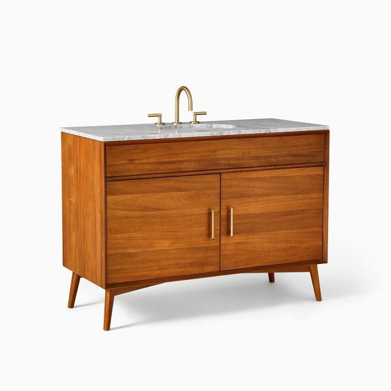 China Factory Modern Design Bathroom Vanity Floor Mounted Solid Wood Bathroom Furniture