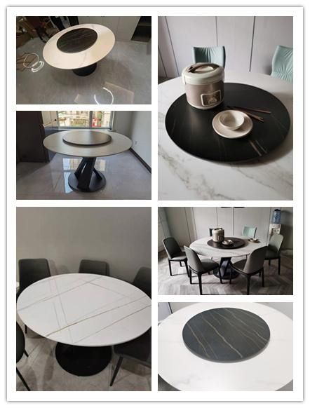 Modern Simple Apartment Household Rock Slab Turntable Round Dining Table 0273