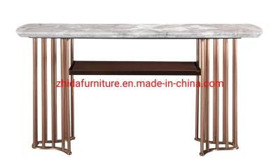 Hotel Home Furniture Modern Metal Base Marble Top Console Table