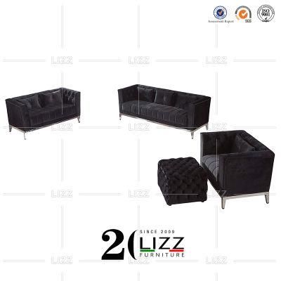 European Newly Design Sectional Chesterfield Furniture Set Leisure Fabric Couch Velvet Sofa Furniture