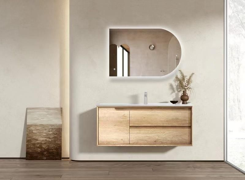 Modern Luxury Solid Wood Bathroom Cabinet Wall Mounted with Ceramics Sinks Bathroom Vanity