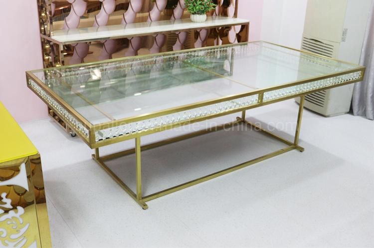 Rectangle Shape Gold Metal 12 Seats Luxury Wedding Tables