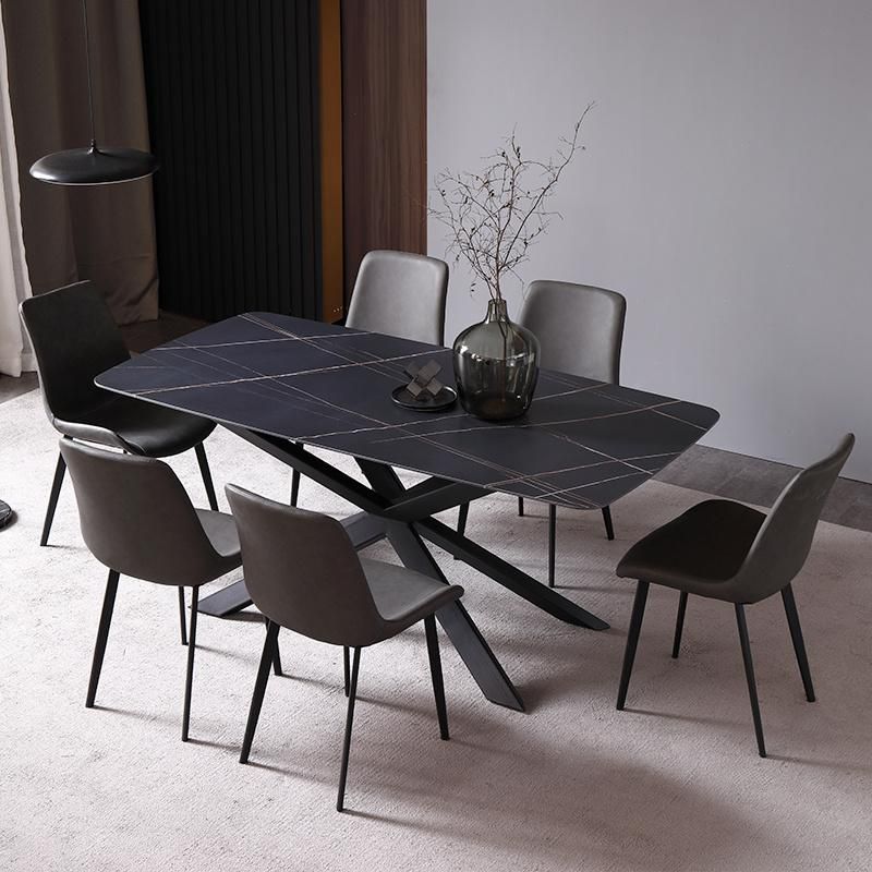 Modern Luxury Dining Room Furniture Table for 6 Seater Round Marble Chair Set