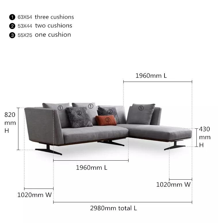 New Arrivial Modern Furniture Living Room Leisure Casual Chaise Sofa Set