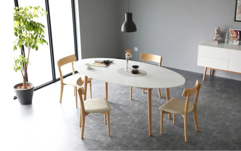 White Solid Wood Legs MDF Top Cheap Modern Dining Table