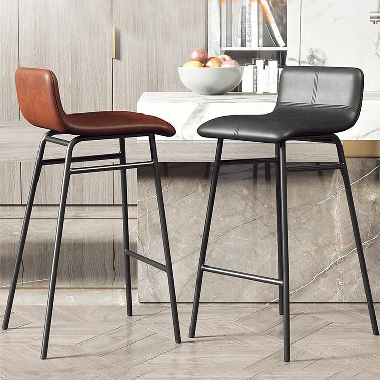 Modern Bar Stool Home Furniture Iron Leather Cushion Dining Chairs