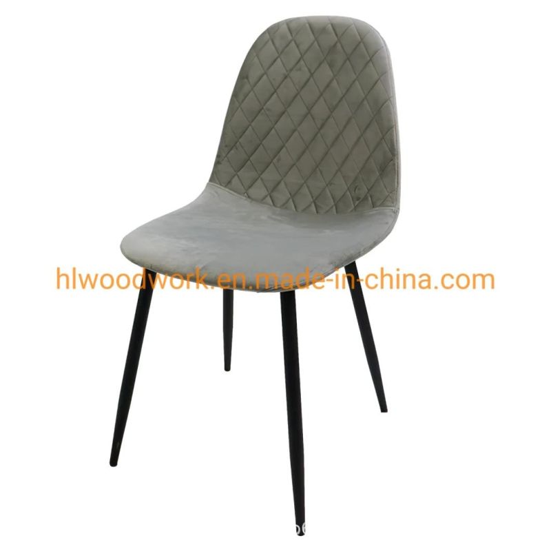 Hot Sale Modern Dining Room Chair Furniture Custom Color Antique MID-Century Velvet Fabric Dining Chairs Black Metal Leg Cheap Dining Room Chair