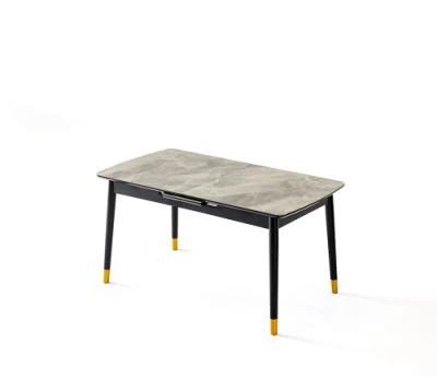 Hot Sale Carbon Steel White Marble Rock Plate Dining Table