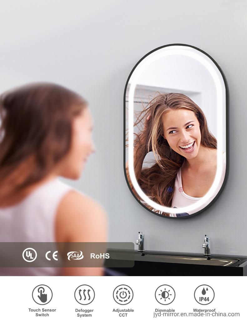 Oval Shape Luxury Modern Bathroom LED Mirror with Touch Switch