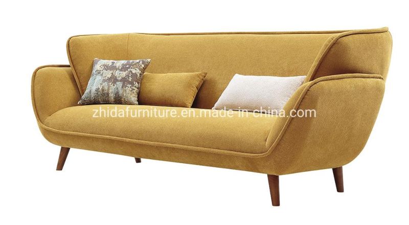 Japan Style Yellow Fabric Hotel Public Area Living Room Sofa