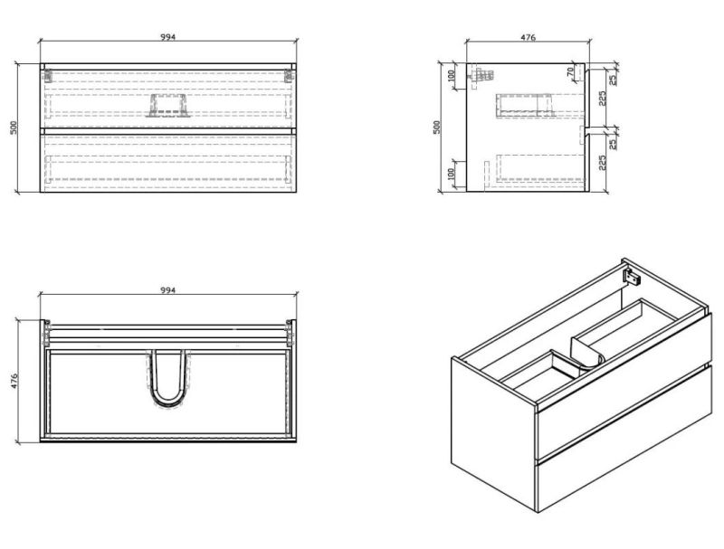 Vanity Unit + Washbasin Bathroom Furniture Set Washbasin Drawer Wall Cabinet