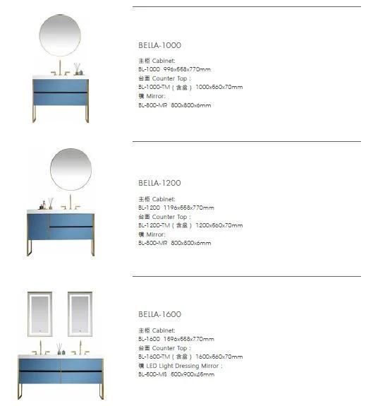 in Stock Germany Economical and Practical Contemporary Prussian Blue Floor Mounted Double Sink Vanity Cabinet