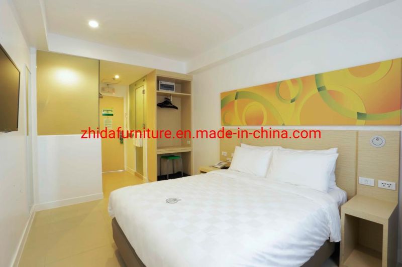 Foshan Factory Supplier Simple Commercial Hotel Apartment Villa Double King Size Bed Design Furniture Bedroom Wooden Bed