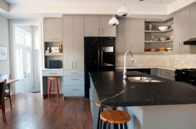 Custom Renovation Grey Modern Furniture Marble Splashback Matt PVC Toronto Modular Kitchen Sinks with Cabinets