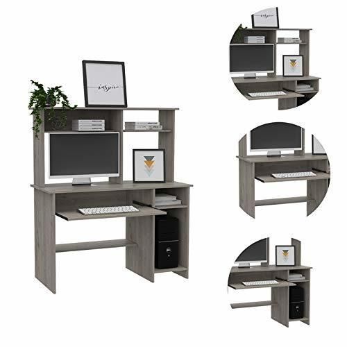 Tuhome Ash Engineered Wood Modern Compu 120 Desk with Hutch