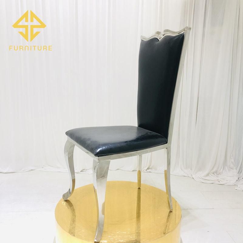 New Arrival Stainless Steel Black Back Dining Chair Hotel Furniture Wedding Events Used