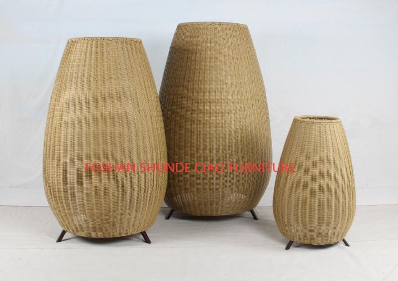 Garden Decoration Use Aluminum Frame PE Rattan Lampshade Set Outdoor Furniture