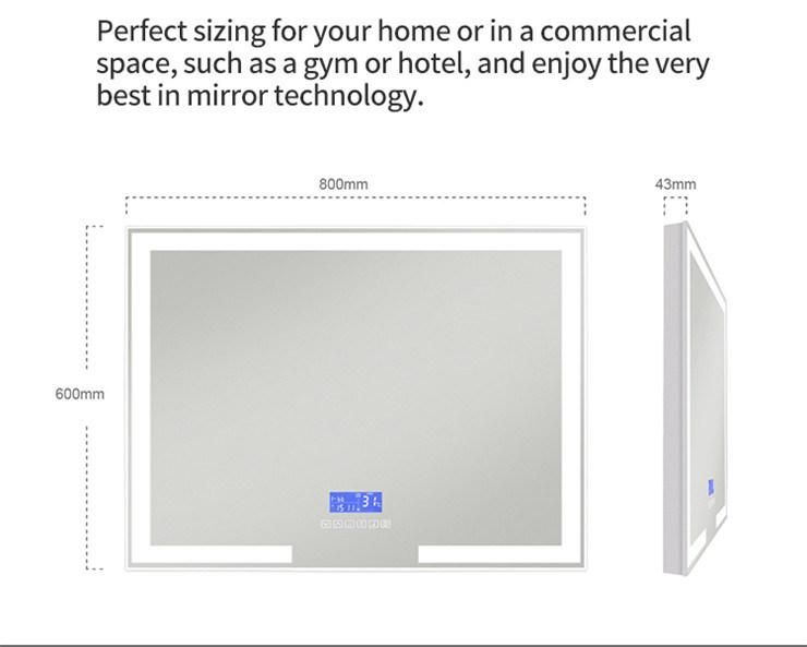 Modern Bathroom Smart LED Mirror with Time Display and Bluetooth