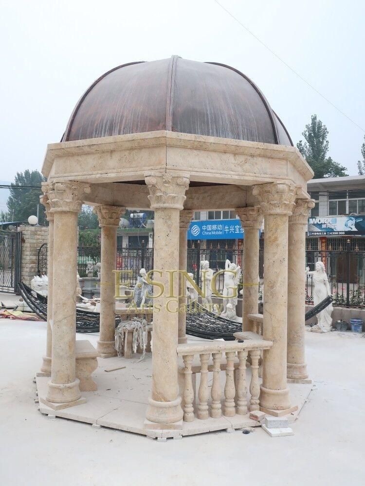 Modern Style Luxury Garden Patio Outdoor Simple Yellow Marble Gazebo for Sale