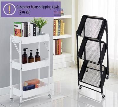 Modern Office Furniture Metal Rolling Utility Kitchen Cart Trolley with Casters