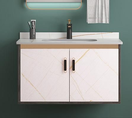 80cm Modern Plywood Solid Wood Melamine Board Sintered Stone Countertop Bathroom Vanity Combo