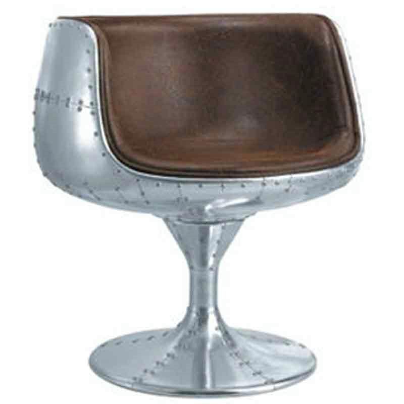 Antique Design Loft Style Tufted PU Leather Spitfire Retro Aluminium Bar Chair Aviator Tea Coffee Cup Shape Chair