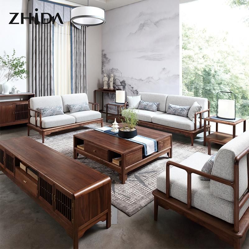 Living Room Project Wooden Furniture Chinese Modern Design Fabric Sofa