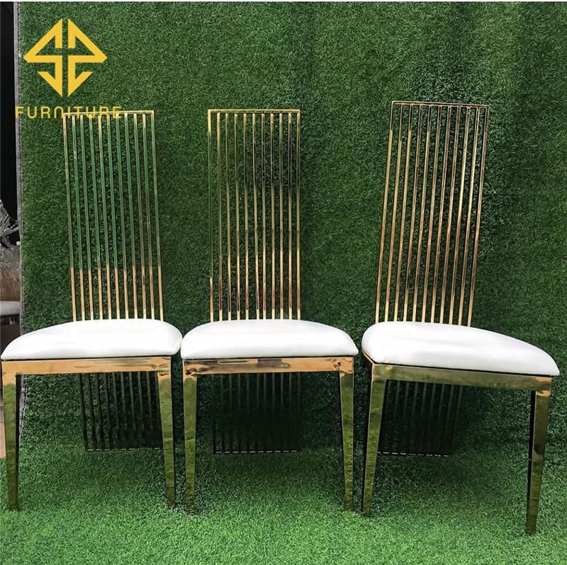 Modern Luxury Wedding Furniture Golden Stainless Steel Dining Chair for Event Banquet Reception Used