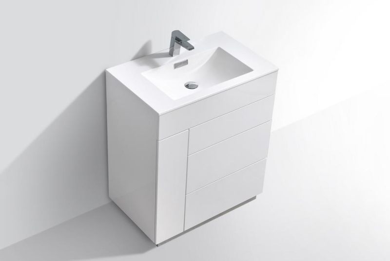 Modern Hotel Integral Single Sink Bathroom Vanity with Acrylic Top