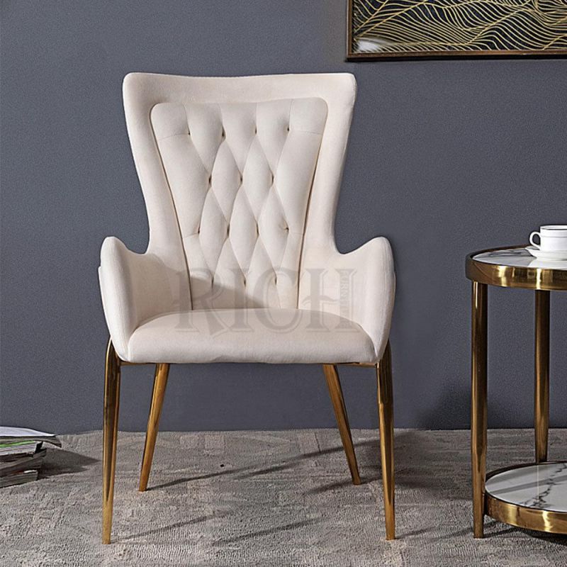 PU Leather Tufted Back Chair for Dining Room Modern Metal Leg Dining Chair