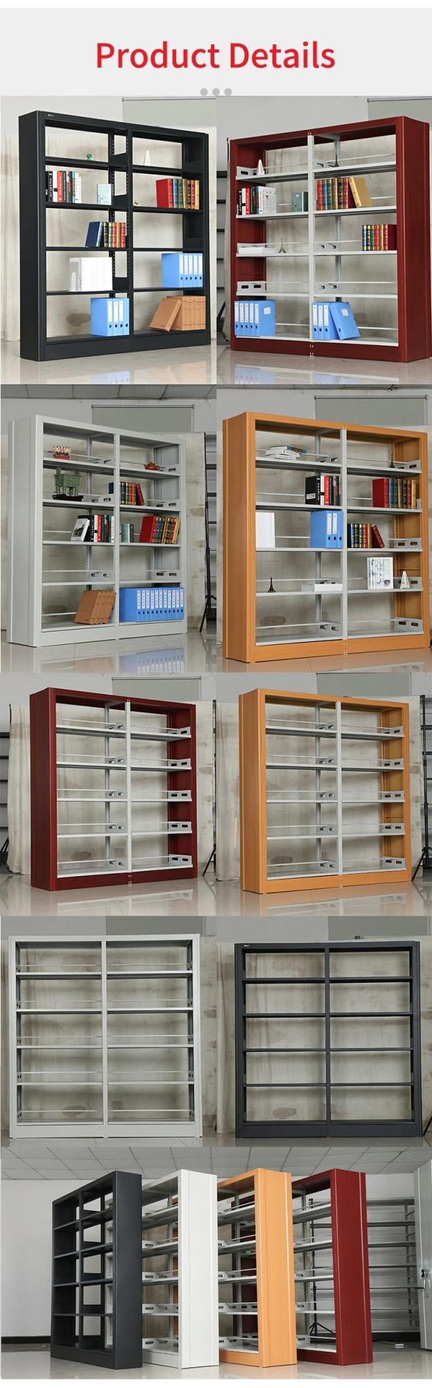 Modern School Furniture Metal Frame Library Bookshelf