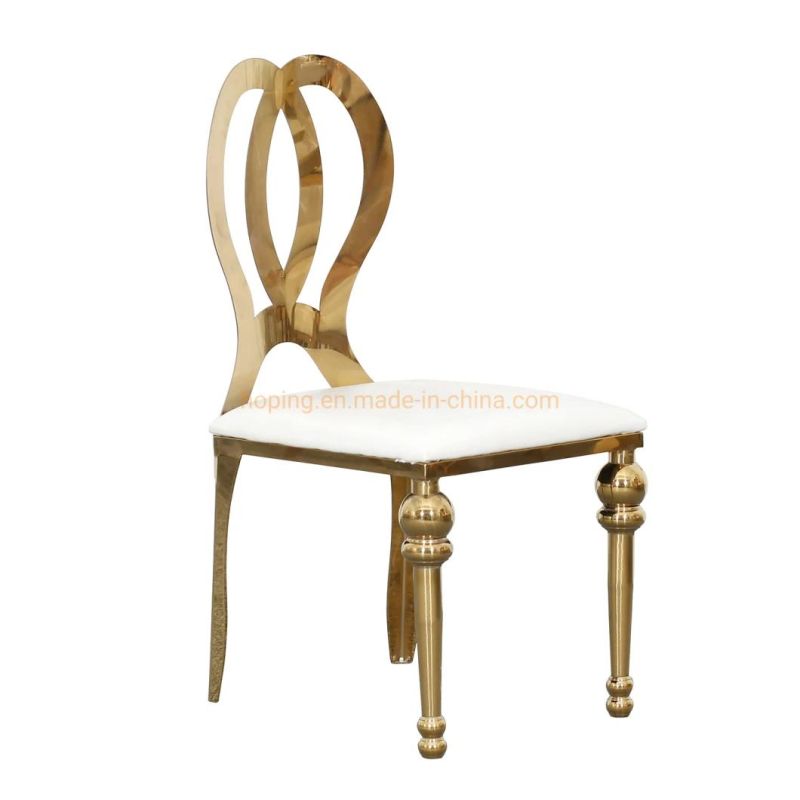 Antique White Chair Classical Design Barcelona Chair with Stainless Steel Frame for Wedding