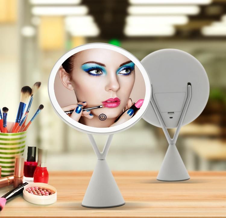 New Style 5X Magnifier Touch LED Round Table Makeup Mirror