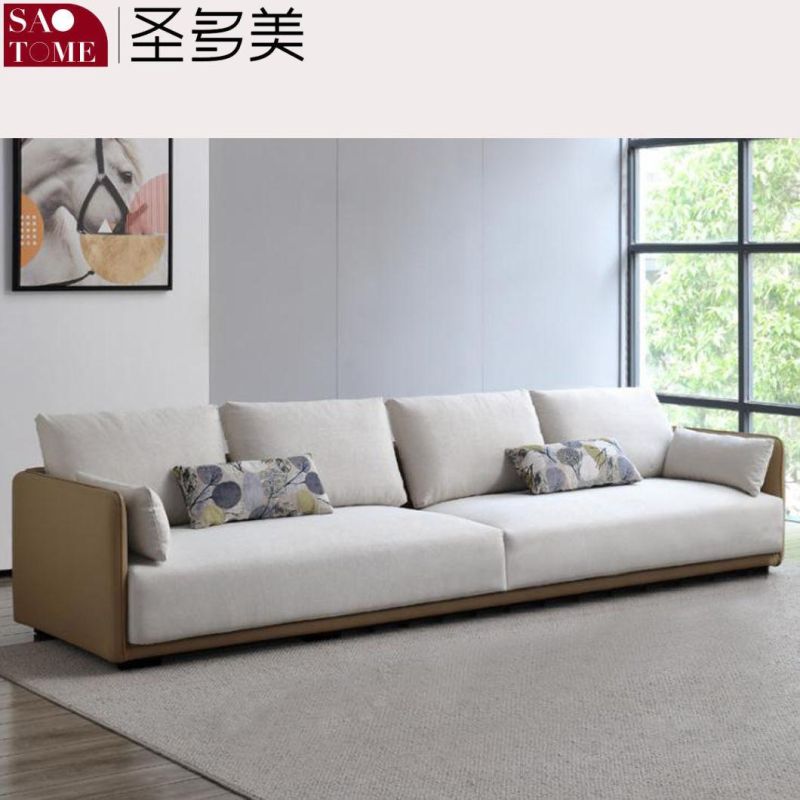 Modern Hotel Home Living Room Furniture Solid Wood Frame Leather 1+2 Modular Sofa