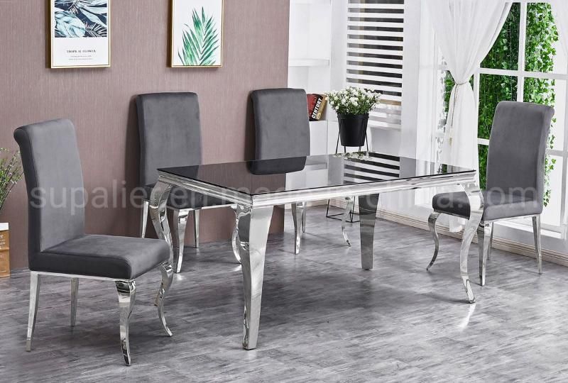 Modern Style Wedding Restaurant Banquet Glass Top Dining Table